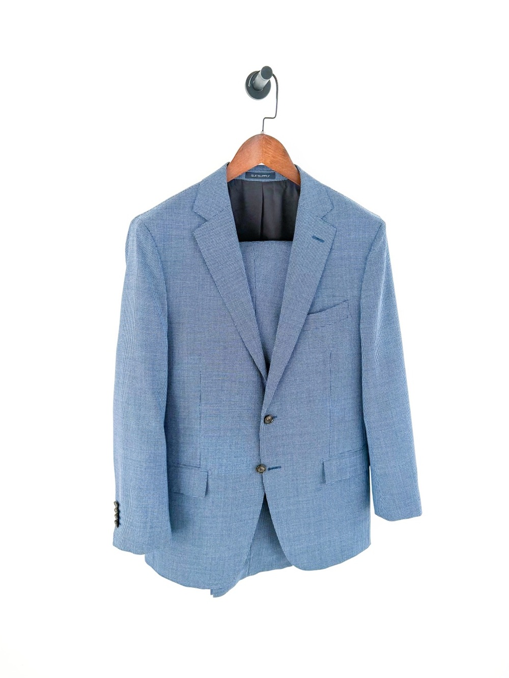 Suitsupply Sienna Italian Wool Suit "Rustic Tropical" Blue Men's 40R Houndstooth - Picture 4 of 15